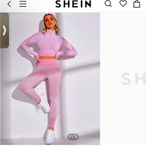 Women’s Sz Medium. Pink Sports Zipper Front Crop Jacket & Leggings